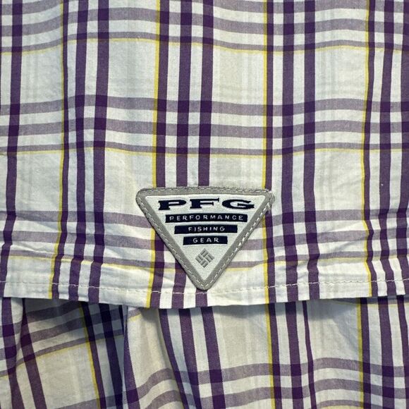 LSU Tigers Columbia Super Bonehead Fishing Shirt Mens Size L Purple Vented L/S - Picture 6 of 10